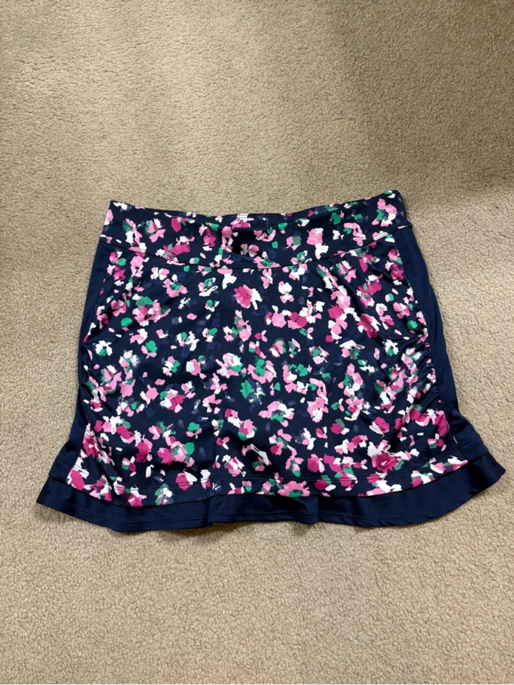 Grand Slam Navy Floral Mini Skort with Pink and Green Accents